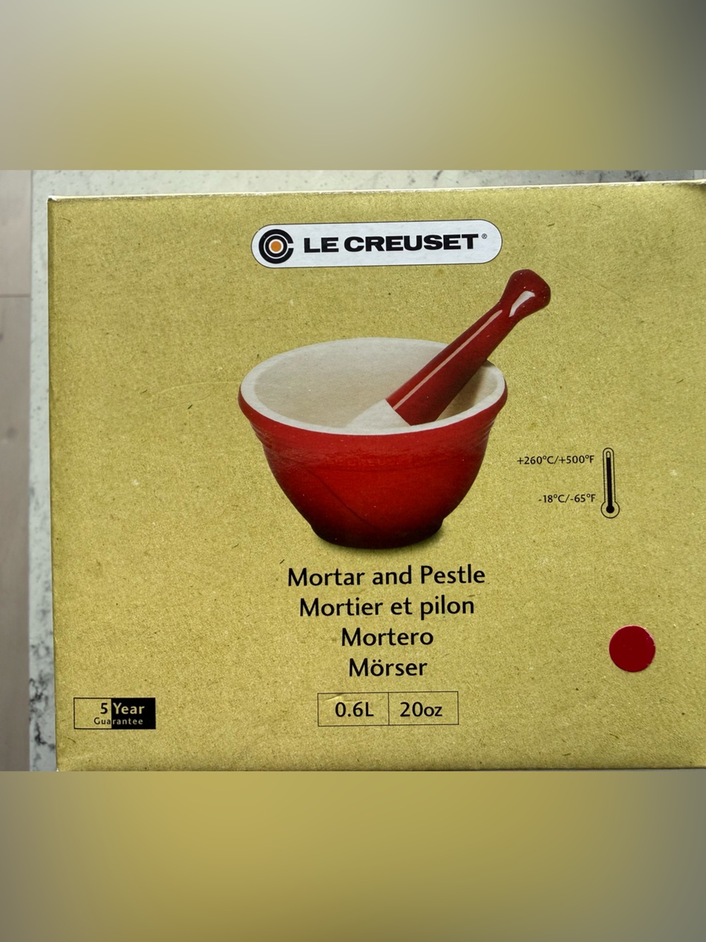 New Le Creuset Red Mortar & Pestle Set